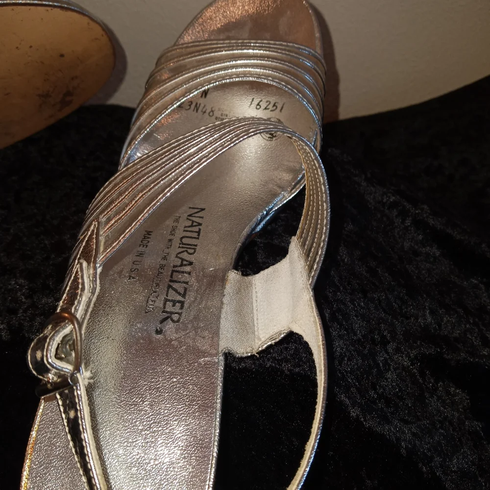 Naturalizer Silver Heels Sandals Strappy